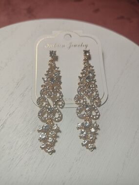 Gold Crystal Drop Earrings